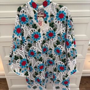 LA VIE STYLE HOUSE Floral Crotchet Scalloped Kaftan One Size